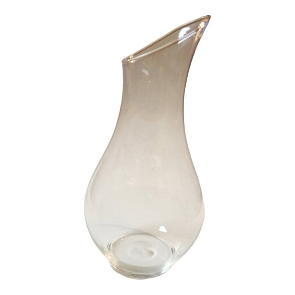 Asymmetrical Clear Glass Flower Vase Delicate Preowned - Picture 1 of 12